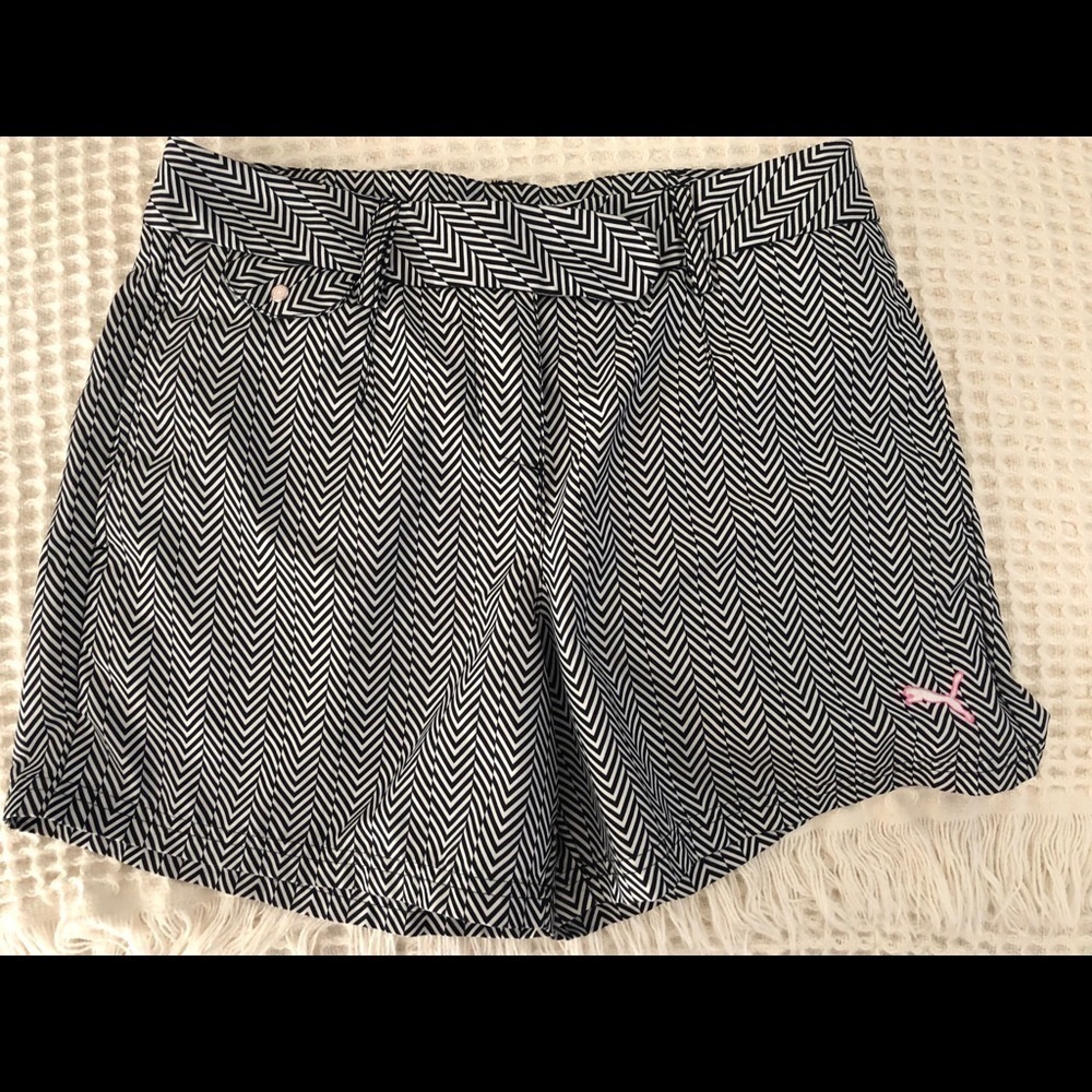 VTG Puma Novelty Graphic Chevron Golf Shorts Sz. 4 Black/White Summer Tee Off